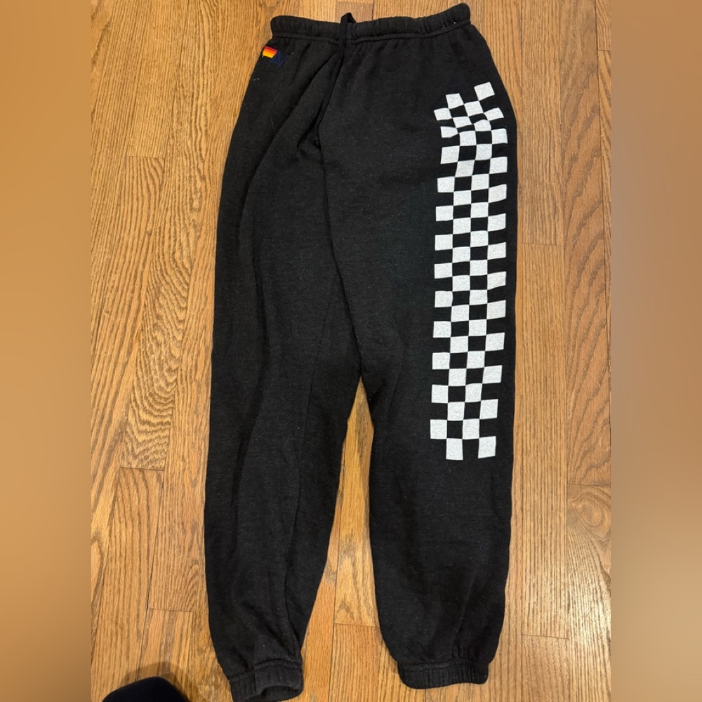 Aviator Nation Black Checkered Sweatpants size Small